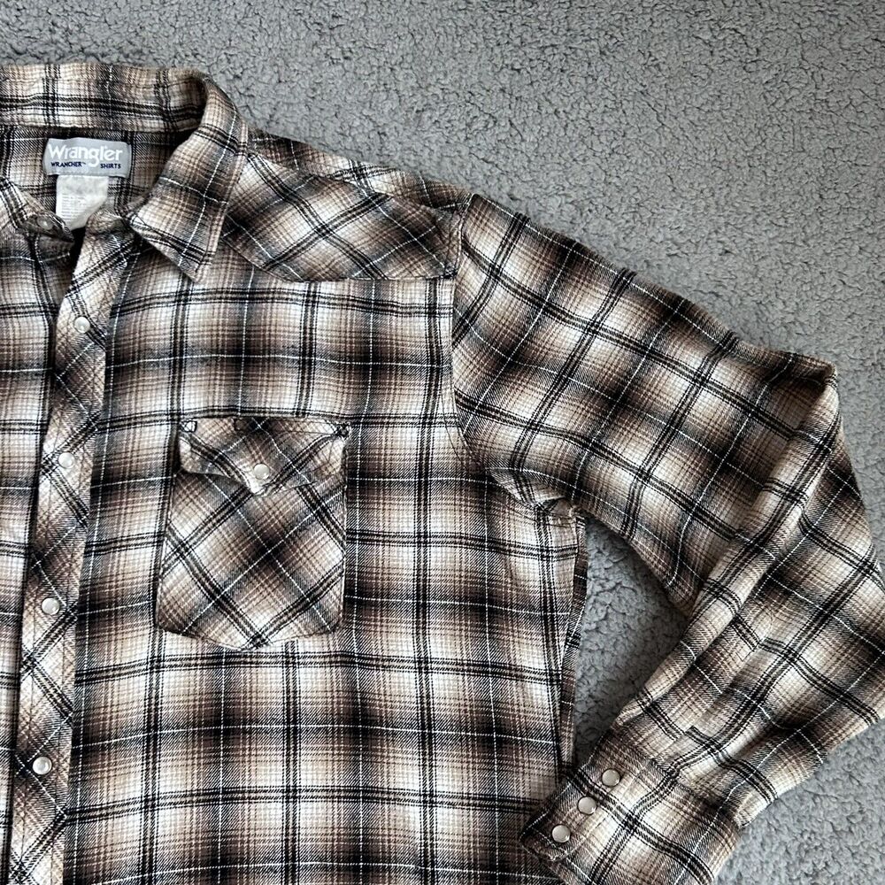 Vintage Wrangler Pearl Snap Shirt Western Men's Large Y2K Cowboy Rancher Work - Picture 7 of 15